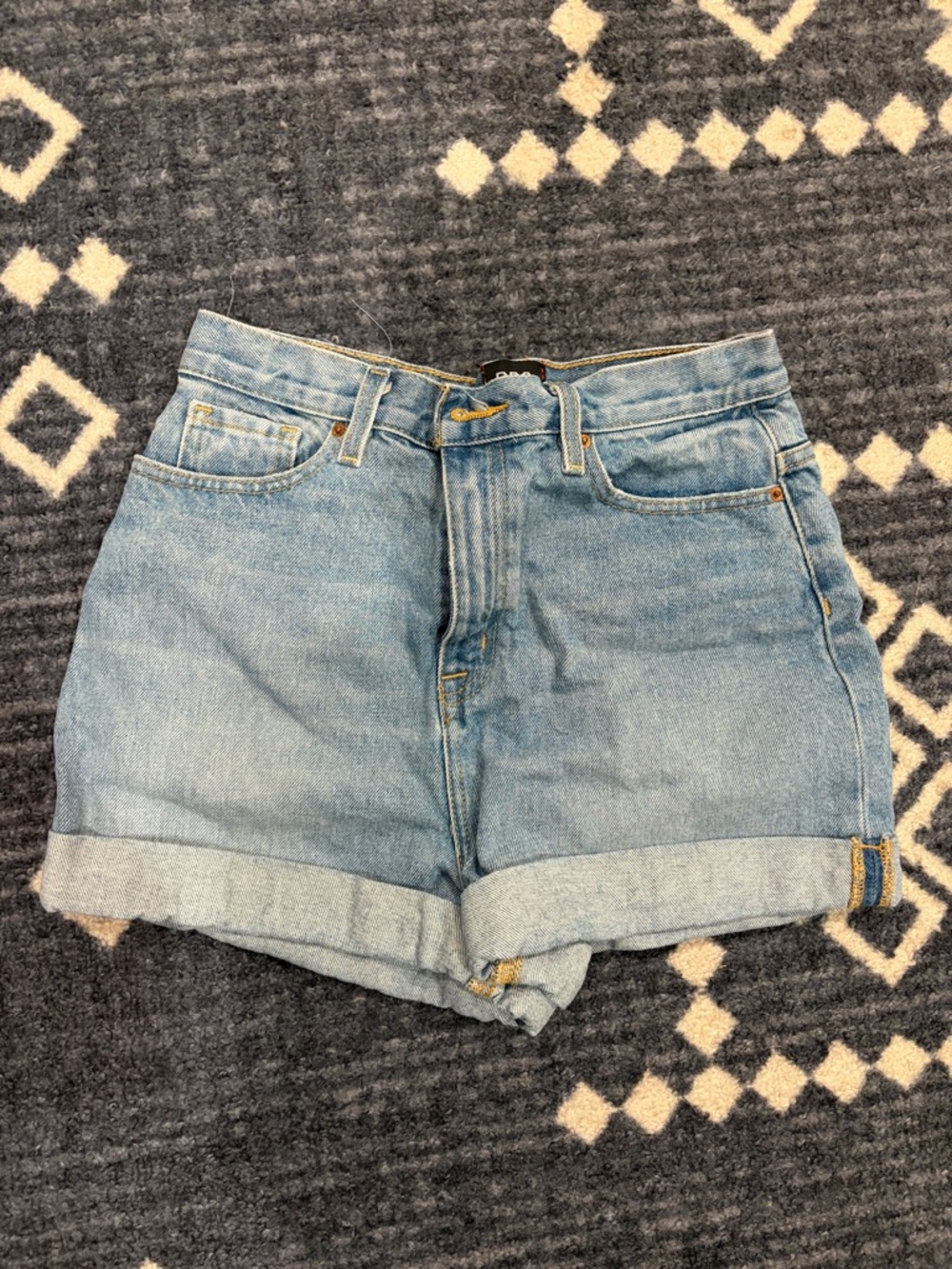 BDG Light Wash High-Rise Rolled Hem Denim Shorts